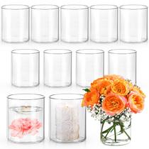 Vasos cilíndricos de vidro UPBUD 10 cm para peças centrais, 12 unidades
