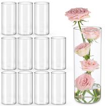Vasos cilíndricos de vidro UPBUD, conjunto transparente de 12 polegadas para peças centrais Vasos cilíndricos de vidro UPBUD, conjunto transparente de 12 polegadas para peças centrais