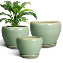 Vasos de cerâmica EP Family, conjunto de 3 com orifícios de drenagem de 10/8/6 polegadas