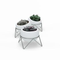 Vasos de Mesa Potsy Branco/Cromado (03 un,) Vasos de Mesa Potsy Branco/Cromado (03 un,)
