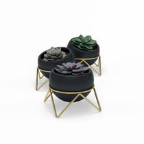 Vasos de Mesa Potsy Preto/Dourado (03 un.) Vasos de Mesa Potsy Preto/Dourado (03 un.)