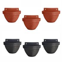 Vasos de parede 3l meia lua ratan preto marrom floricultura