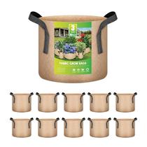 Vasos de tecido não tecido Grow Bags iPower de 3 galões, pacote com 10 unidades bronzeadas