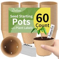Vasos de turfa Dalzom de 4 polegadas e 60 unidades com rótulos de plantas biodegradáveis