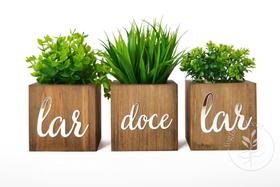 Vasos Decorativos Com Planta Artificial Frase Lar Doce Lar Decoração Sala