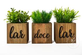 Vasos Decorativos Com Planta Artificial Frase Lar Doce Lar Decoração Sala