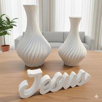 Vasos espiral com Letra Jesus decoração sala quarto e escritório Vasos espiral com Letra Jesus decoração sala quarto e escritório