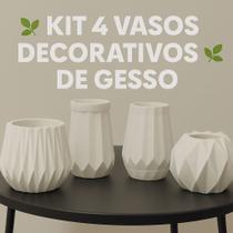 Vasos gesso kit 4 decoração premium luxo em cada detalhe artesanal