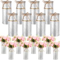 Vasos Mimorou, flor de metal galvanizado, 19 cm, rústicos, vintage, x8