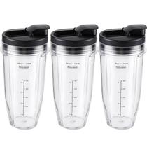 Vasos para Licuadora MEET JUICE 710 ml Pack de 3 con Tapas Antiderrame