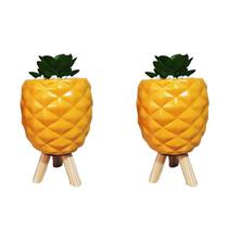Vasos para Plantas 2 peças de Suculenta Md Abacaxi Amarelo Vasos para Plantas 2 peças de Suculenta Md Abacaxi Amarelo