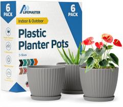 Vasos para Plantas Lifemaster 15 cm Cinza Kit com 6 para Uso Interno e Externo Vasos para Plantas Lifemaster 15 cm Cinza Kit com 6 para Uso Interno e Externo