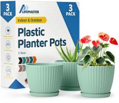 Vasos para plantas Lifemaster 15 cm para interior e exterior, kit com 3