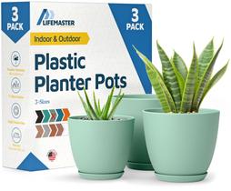 Vasos para Plantas Lifemaster 3 Peças Empilháveis para Uso Interno e Externo