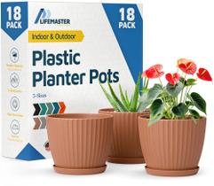 Vasos para plantas Lifemaster 6" terracota, kit com 18 unidades e pratos