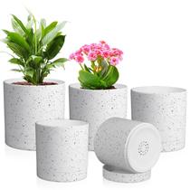 Vasos para plantas Meowell 18/17/15/13/10 cm, cilindro, pacote com 5, branco