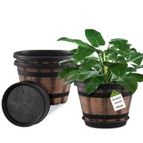 Vasos para Plantas Quarut Kit com 3 Unidades 25 cm Design Barril de Uísque Vasos para Plantas Quarut Kit com 3 Unidades 25 cm Design Barril de Uísque
