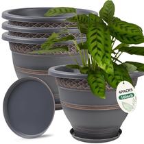 Vasos para plantas Usocik, pacote com 4, 40 cm de plástico com orifícios de drenagem