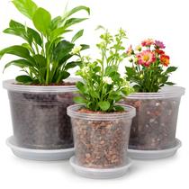 Vasos para viveiro WTXHOP, kit com 9 unidades, transparentes, 15/20/25 cm, com pratos Vasos para viveiro WTXHOP, kit com 9 unidades, transparentes, 15/20/25 cm, com pratos