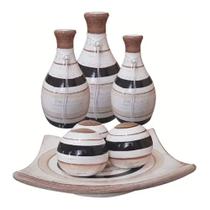 Vasos Trio Garrafas E Centro De Mesa 3 Esferas Black Beige