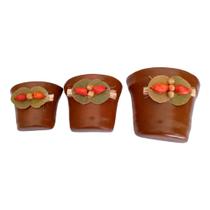 Vasos Trio Meia Lua Cerâmica de Parede Vertical Garden - Marrom