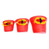 Vasos Trio Meia Lua Cerâmica de Parede Vertical Garden - Vermelho Vasos Trio Meia Lua Cerâmica de Parede Vertical Garden - Vermelho