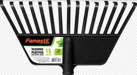 Vassoura de plástico 15 dentes com cabo preta Famastil