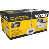 Vassoura Mop Giratório 7,5 Litros Com Cesto Inox Vonder Vassoura Mop Giratório 7,5 Litros Com Cesto Inox Vonder