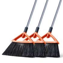 Vassoura para uso externo CLEANHOME Heavy Duty com cabo longo, pacote com 3 Vassoura para uso externo CLEANHOME Heavy Duty com cabo longo, pacote com 3