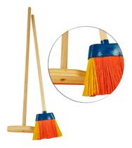 Vassoura Vassourinha Nylon + Rodo Limpeza Infantil Brinquedo