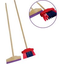 Vassoura Vassourinha Nylon + Rodo Limpeza Infantil Brinquedo