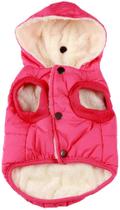 Vecomfy Fleece Forro Extra Warm Dog Hoodie in Winter, Small Dog Jacket Puppy Coats with Hooded Pink S
