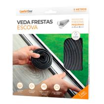 Veda fresta Escova Adesivo 5X7MM PRETO 5M COMFORT DOOR