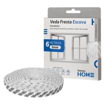 Veda Fresta Escova Protetor De Porta Janela Adesivo 5mm Branco Stamaco Home Fita Vedação 6 Metros