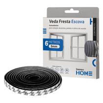 Veda Fresta Escova Protetor De Porta Janela Adesivo 5mm Preto Stamaco Home Fita Vedação 6 Metros
