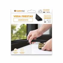 Veda Frestas Adesivo 4x9mm Preto 6 Metros Comfort Door