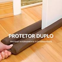 Veda Porta Protetor de Porta Duplo Rodinho Contra Insetos Vento Poeira tipo Cobrinha 80cm Marrom - DLM.SMART10