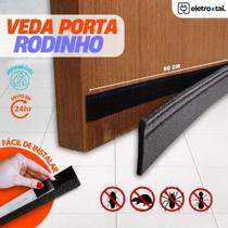 Veda Porta Rodinho Adesivo Protetor de Porta Contra Insetos Impermeável Preto 80cm BemPrat