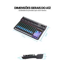VEDO A12 Mesa de Som Profissional Mixer de Áudio 12 Canais com Entrada USB, MP3, 48V Phantom Power, Mixer Portátil para Computador e Estúdio