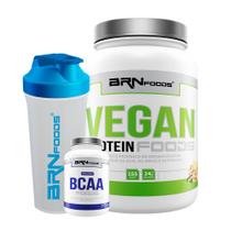 VEGAN KIT - Vegan Protein 500g + BCAA Premium 120 Cápsulas + Coqueteleira - BRN FOODS