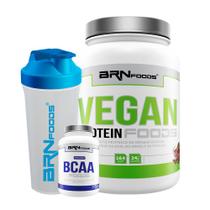 VEGAN KIT - Vegan Protein 500g + BCAA Premium 120 Cápsulas + Coqueteleira - BRN FOODS