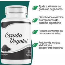 Vegetal Carvão Ativo 120 Cápsulas 500mg anti gases