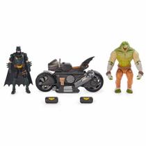 Veículo com Figuras - Batciclo Transformador, Batman e Crocodilo - DC - Sunny