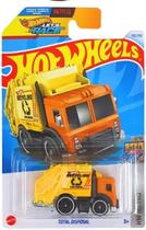 Veículo de Brinquedo Hot Wheels Total Disposal Amarelo Laranja 7,5 cm