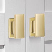 Veículo de maçanetas de gabinete quadradas em latão escovado dourado, pacote com 10 Veículo de maçanetas de gabinete quadradas em latão escovado dourado, pacote com 10