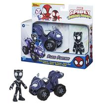 Veículo de Roda Livre com Mini Figura - Spidey and His Amazing Friends - Black Panther e Quadriciclo - 10 cm - Hasbro
