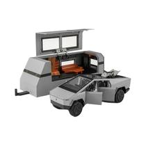 Veículo Off-road Em Escala 1:32, Caminhão Tesla Cybertruck Com Trailer, Brinquedo De Metal Diecast
