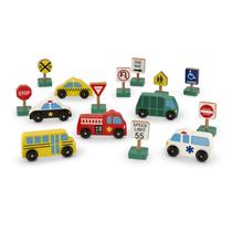 Veículos Melissa & Doug Madeira - 6 carros e 9 placas