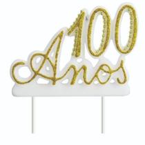 Vela 100 Anos Luxo Branca E Dourada Ref: 1355 Velarte