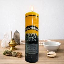Vela 21 Dias Amarela e Preta Nova Luz Bicolor Proteção Prosperidade Quebra de Energias Negativas